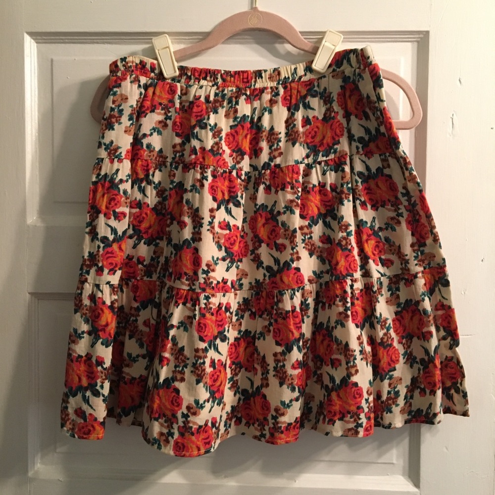 Anthropologie tiered floral skirt